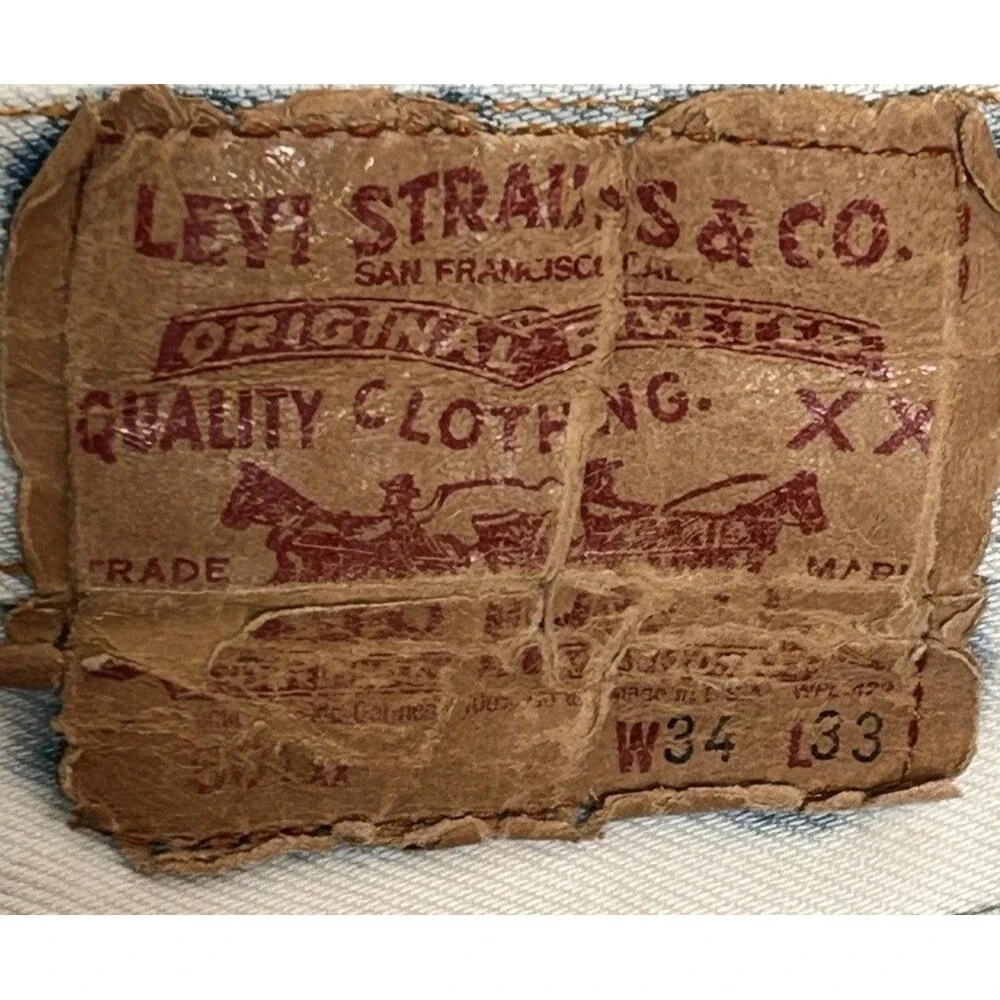 Vintage Levis 501 XX Jeans Mens 34x33 Made USA Button Fly Pant Thrashed Grunge